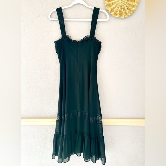 Fame‎ and Partners Black Lace Trim Chiffon Midi Dress Size 2 - Picture 3 of 3